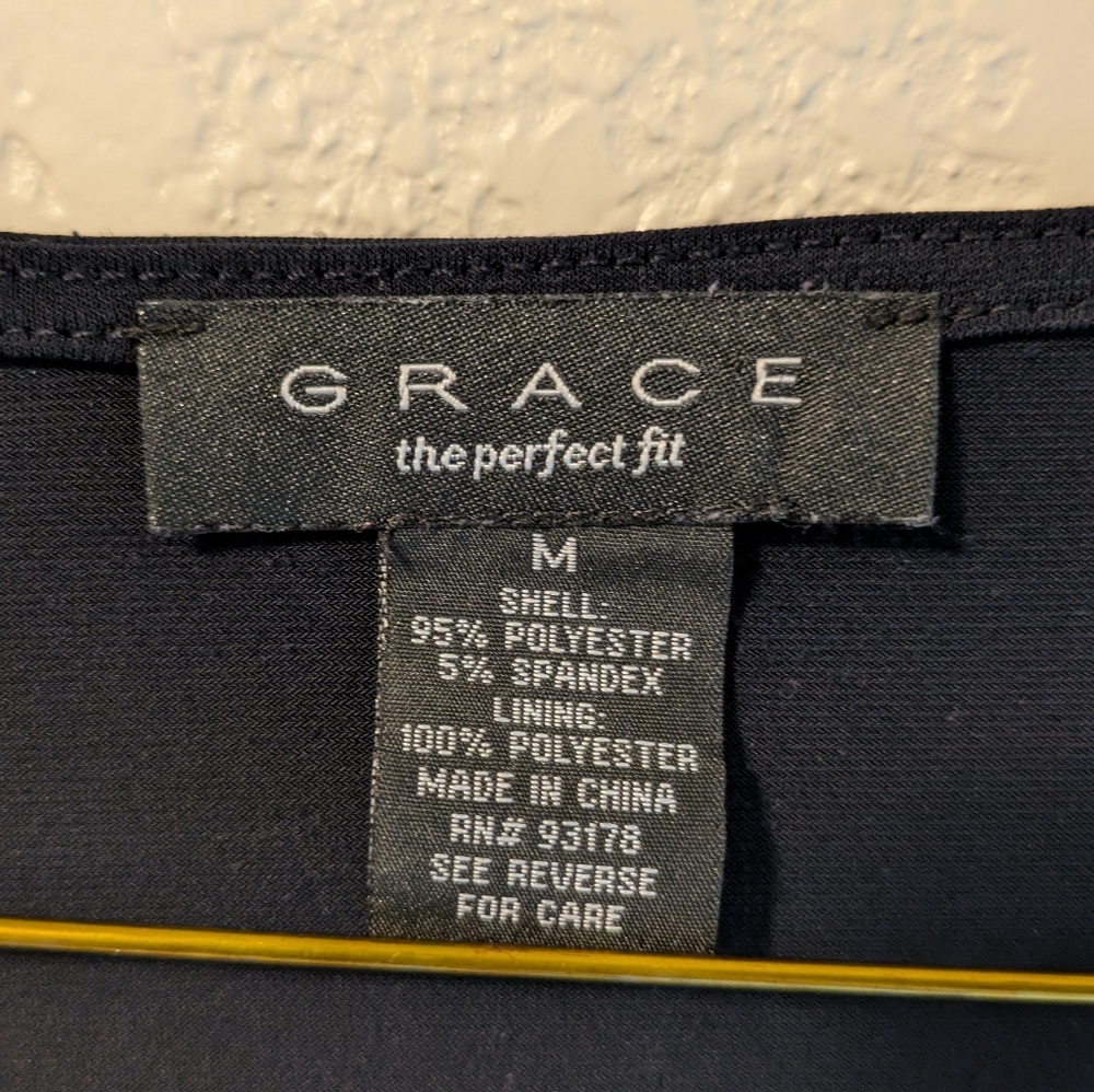 GRACE Navy Women's V Neck Top - Picture 3 of 3